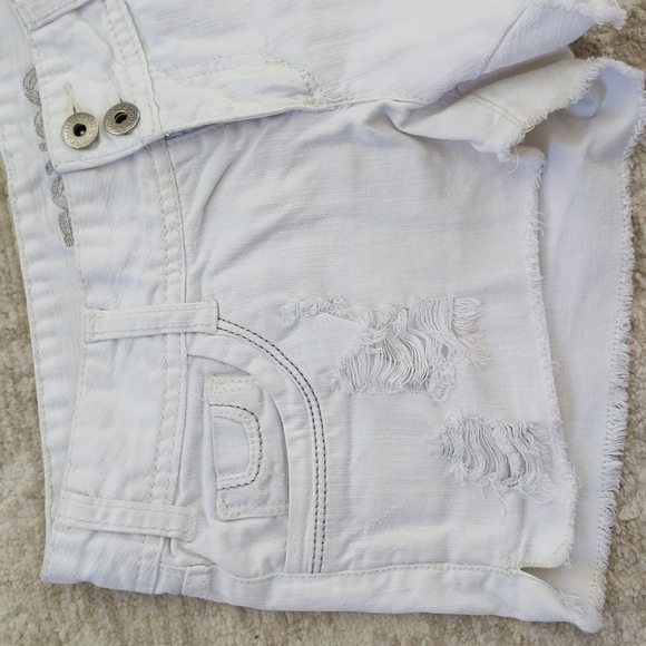 Bongo Distressed Ripped Shortie Jean Shorts Junior 5 White - Picture 7 of 16
